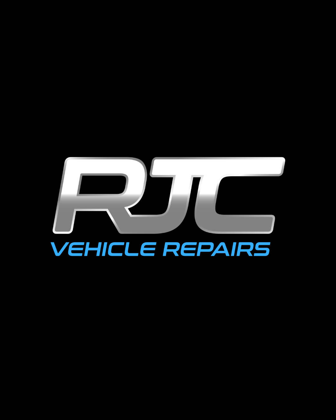RJC Vehicle Repairs Logo, blue, black, grey & white